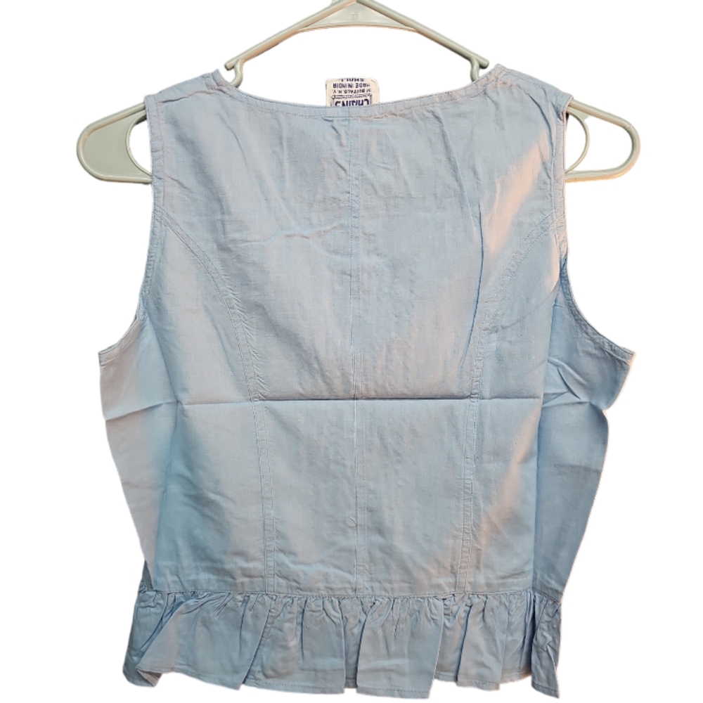 Light Blue Shirt Sleeveless Embroidered Top Size Small BOHO NWT Tank Top - Picture 2 of 2